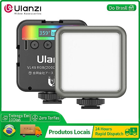 Ulanzi VL49 RGB Luz de Vídeo e Preenchimento para Câmera e Smartphone, Ideal para Vlog, Fotografia e Gravações
