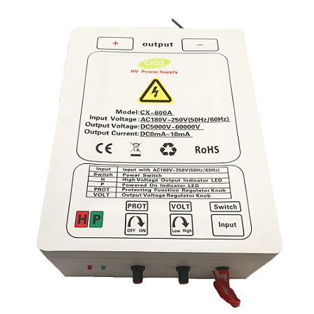 Fonte de Alta Tensão CX-600A 5kV–60kV para Ionização, Pulverização Eletrostática e Purificação
