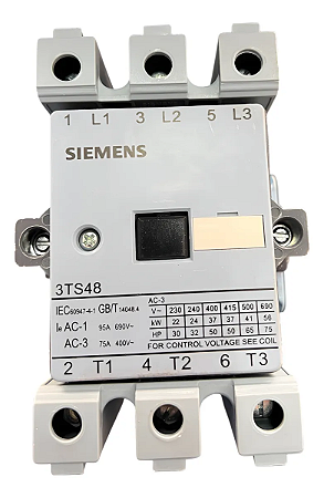 Contator Siemens 3ts48 Ac-3: 75a 37kw 2no+2nc 220v 50/60hz