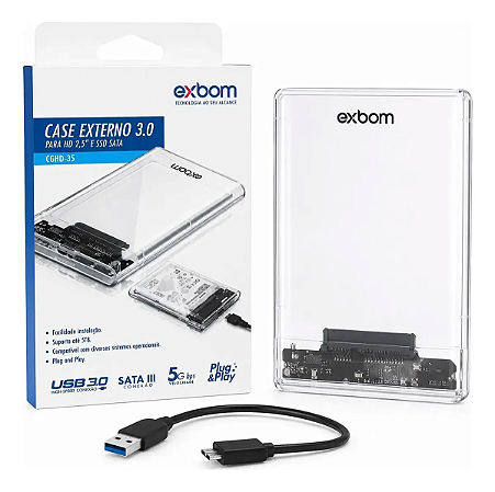 Case Usb 3.0 Para Hd Ssd Sata 2,5 Externo Ps4 Ps5 Xbox