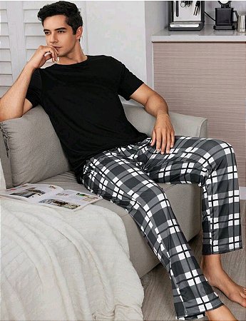 PIJAMA MASCULINO  XADREZ CALÇA (MANGA CURTA)