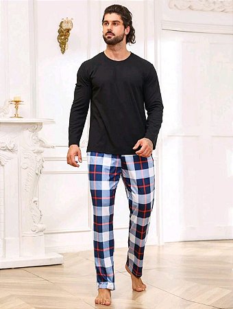 PIJAMA MASCULINO  XADREZ ( MANGA LONGA)