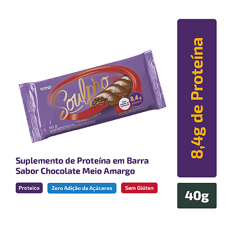 Chocolate Zero Soulpro Meio Amargo 40g Vitao Display com 12Uni.