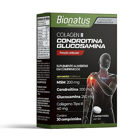Colagen II Condroitina + Glucosamina com 30 comprimidos Bionatus
