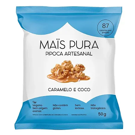 MAIS PURA 50G PIPOCA CARAMELO E COCO