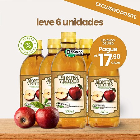 Kit 06 Unidades Vinagre de Maça Orgânico - Montes Verdes