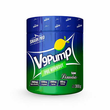 Pré-Treino V9 Pump Pote 300g Shark Pro Refrigerante de Limão