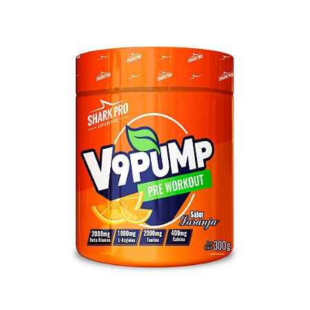 Pré Treino V9 PUMP Pote 300g Shark Pro - Laranja