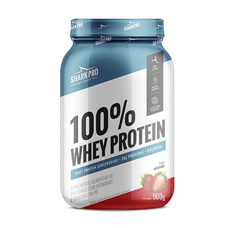 Whey 100% Concentrado Shark Pro Morango Pote 900g