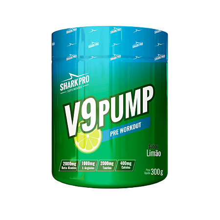 Pré Treino V9 PUMP Pote 300g Shark Pró - LIMÃO (Nova Embalagem)