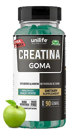 Creatina 90 Gomas Mastigáveis Sem Açúcar Maçã Verde - Unilife