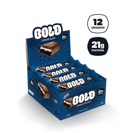 Barra De Proteína Bold Cookies Black 60g - 12 Unid. Caixa