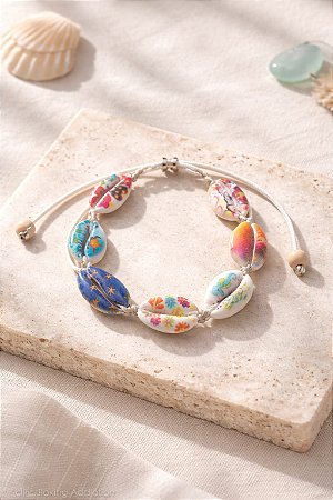 Pulseira de Búzios Pintados à Mão