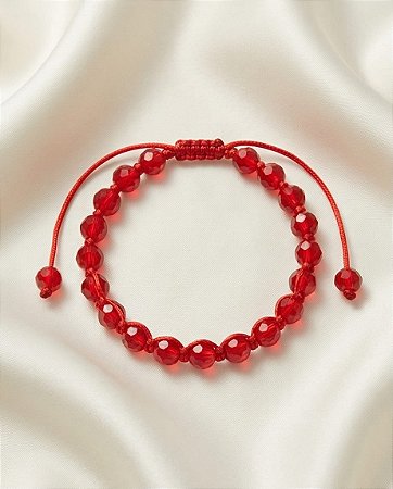 Pulseira de Cristal Vermelha Ajustável