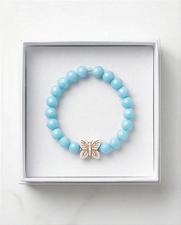 Pulseira de Cristal Azul com Borboleta