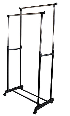 Arara Dupla de Roupa em Aco Inox