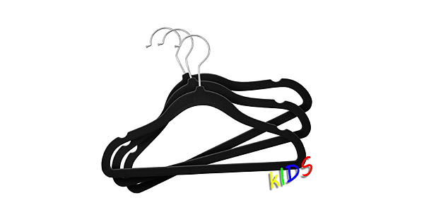 Kit 50 Cabides Veludo Infantil Slim Ultrafino Preto