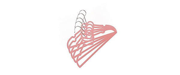 50 Cabide Infantil Slim De Veludo Rosa Coração