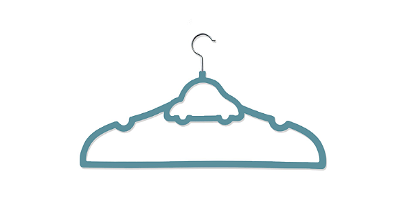 50 Cabides Infantil  Slim de Veludo Azul Carrinho