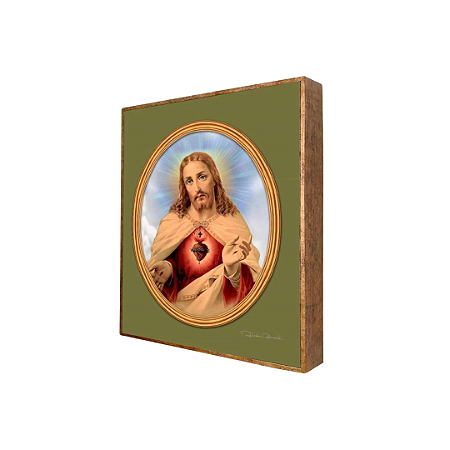 Quadro em linho misto Sagrado Coração de Jesus