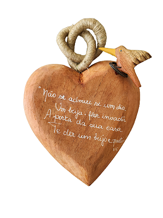 Coração pendente de parede Poesia Beija-flor