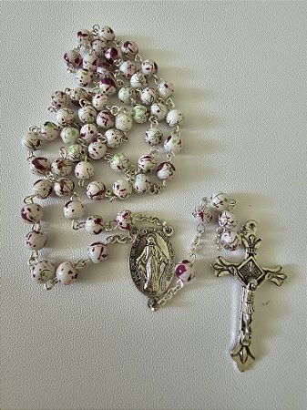 Terço Medalha Milagrosa branco e violeta
