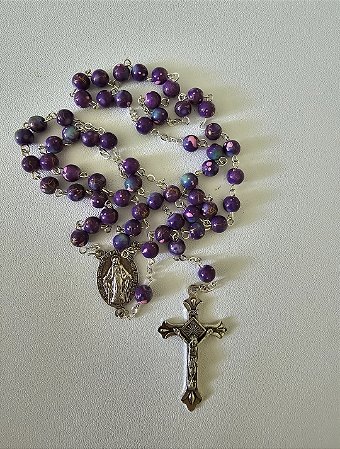 Terço Medalha Milagrosa furta-cor lilás