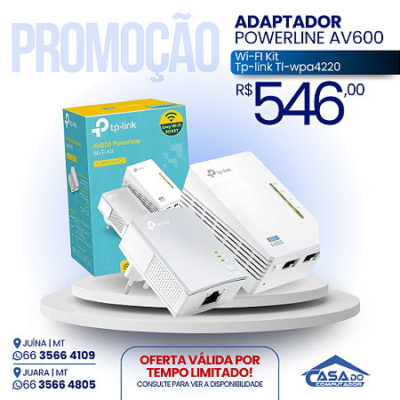Adaptador Powerline Tp-link Branco/cinza Kit X 2 Unidades