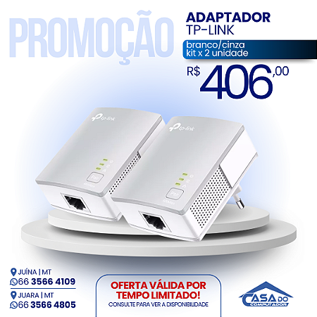 Adaptador powerline TP-Link branco/cinza kit x 2 unidades