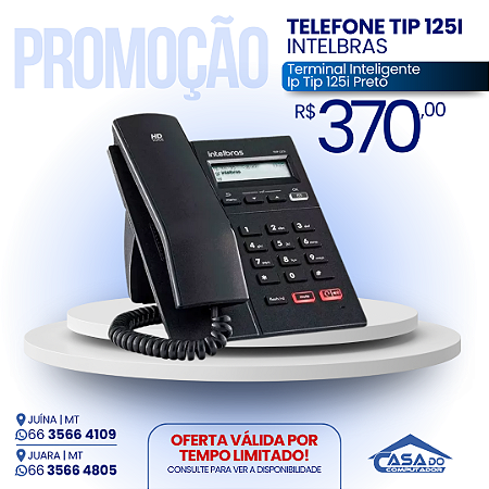 Telefone Ip Tip 125i Preto Intelbras