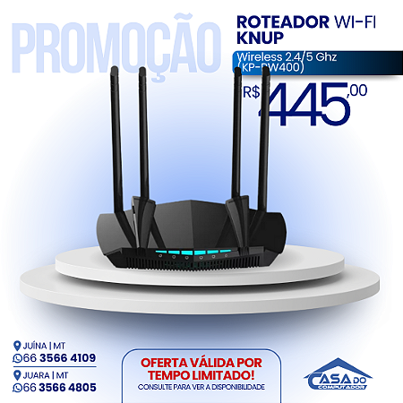 Roteador Knup WI-FI Wireless 2.4/5 Ghz (KP-RW400)