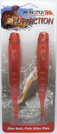 Isca Monster 3X Fishing Shad Pop-Action 17cm - Premium Red 2un