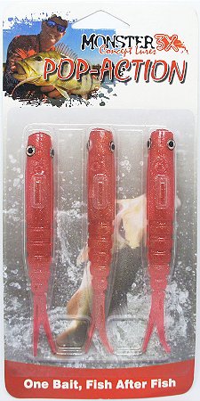 Isca Monster 3X Fishing Shad Pop-Action 11cm - Premium Red 3un