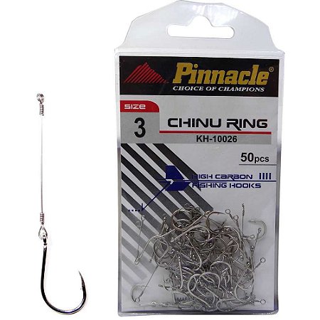 Anzol Pinnacle Encastoado Chinu Ring Nickel N.03 com 50 unidades