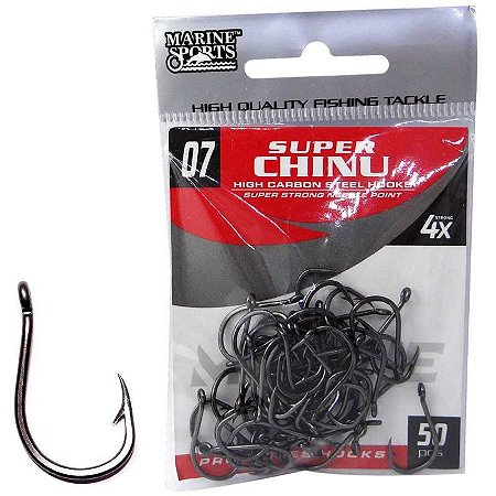 Anzol Marine Sports Super Chinu 4X Black 7 c/ 50 un.