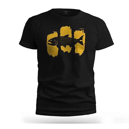 Camiseta Presa Viva  Casual Line Dourado 100% Algodão Preto GG