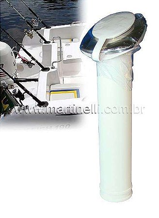 Porta caniço de embutir PVC c/ tampa acabamento aço inox