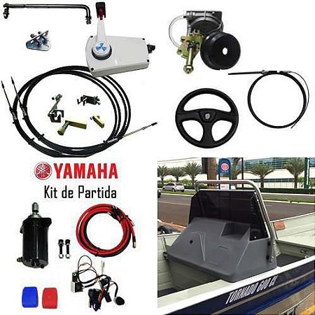 Kit de adaptação motor Yamaha 15 HP manual para volante