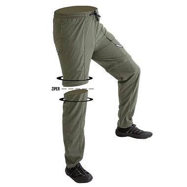Calça de pesca vira-bermuda Mar Negro Verde Musgo G1 - Ziper joelho recorte frente Hidronatic
