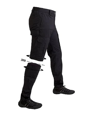 Calça de pesca Mar Negro Lisa Preto 46 c/ ziper joelho