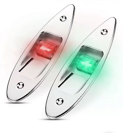 Luz de navegação metálica cromada Led à prova d’água par (vermelha e verde)