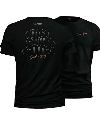 Camiseta Presa Viva Casual Line PSVA CICHLA GANG G 100% Algodão  Preto