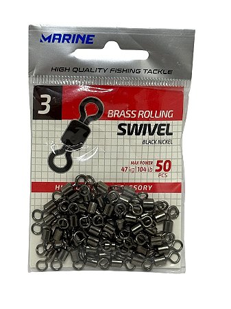 Girador cartela Marine Sports Brass Rolling Swivel nº 3 com 50 pç 47 kg 104 lb