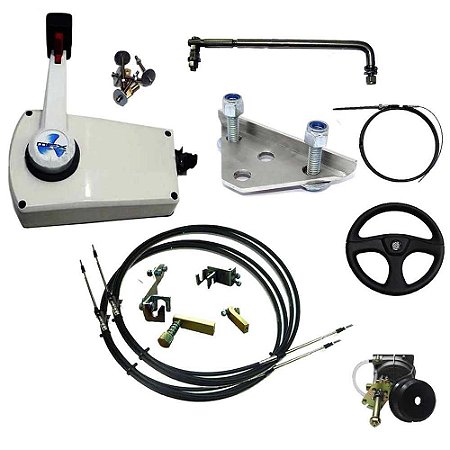 Kit de adaptação motor Mercury 25/30 HP manual para comando a distancia + Kit direção 14