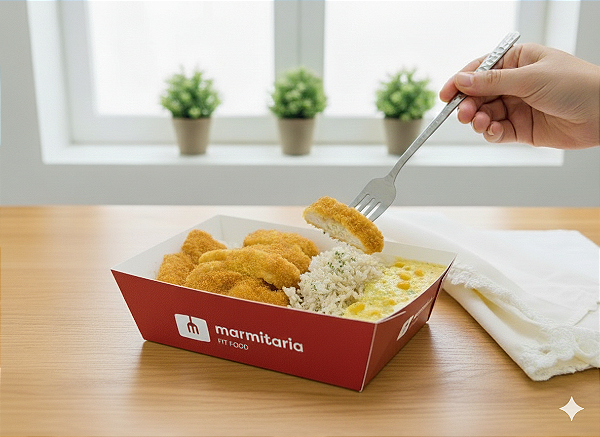 Frango Empanado, Arroz Branco e Creme de Milho - 200g ou 400g