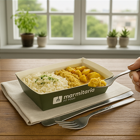 Moqueca de Banana da Terra, Arroz Branco e Farofa Cítrica - 200g ou 350g