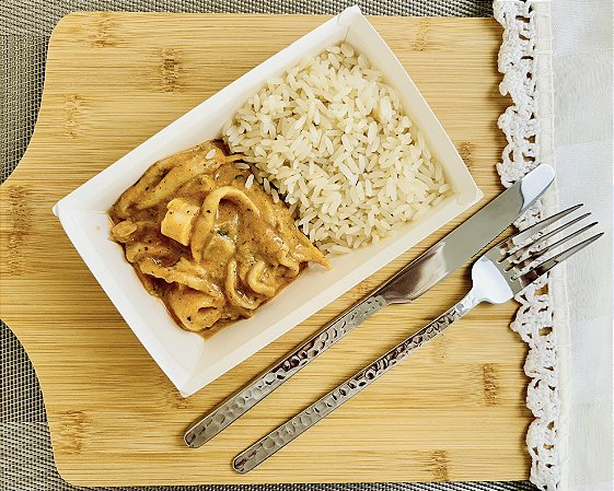 Strogonoff de Pupunha com Shimeji e Arroz Branco - 200gr ou 350gr