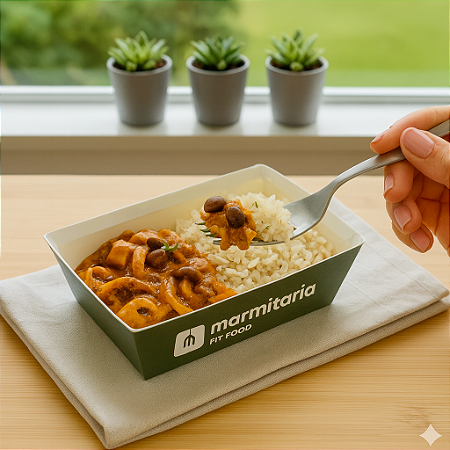 Strogonoff de Pupunha com Shimeji e Arroz Branco - 200g ou 350g