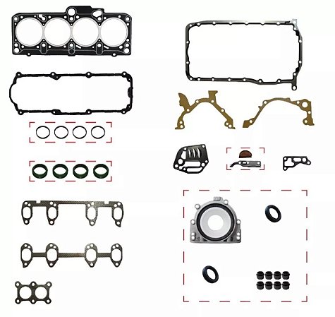 JOGO DE JUNTAS MOTOR VOLKSWAGEN GOLF SR AUDI A3 1.6 8V MTR AKL COMPLETO COM RETENTORES AMIANTO