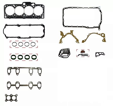 JOGO DE JUNTAS MOTOR VOLKSWAGEN GOLF SR AUDI A3 1.6 8V MTR AKL COMPLETO SEM RETENTORES AMIANTO
